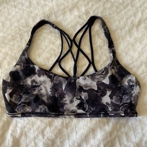 Black and white rose water color lululemon sports bra